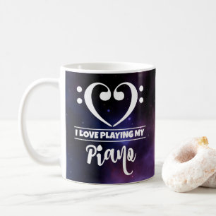 Bass Clef Heart Lila Nebula Kärlek Piano Kaffemugg