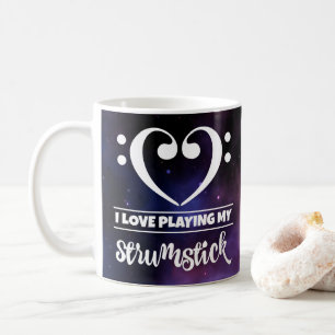 Bass Clef Heart Lila Nebula Kärlek Strumstick Kaffemugg