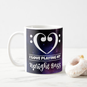 Bass Clef Heart Lila Nebula Kärlek upprätt Bass Kaffemugg