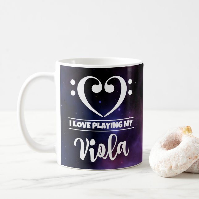Bass Clef Heart Lila Nebula Kärlek Viola Kaffemugg (Med munk)