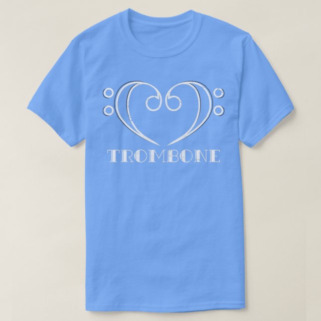 Bass Clef Heart Trombone T Shirt (Design framsida)