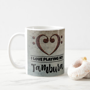 Bass Clef Heart Vintage Lakan Music Tambura Kaffemugg