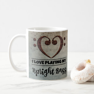 Bass Clef Heart Vintage Lakan Music Upprätt Bass Kaffemugg