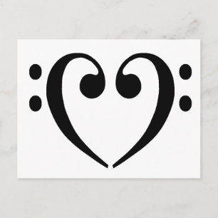Bass Clef Heart Vykort