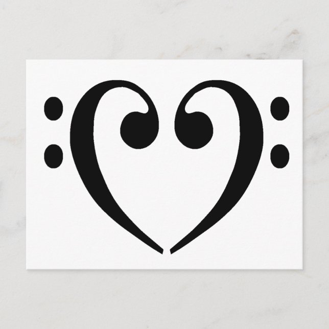 Bass Clef Heart Vykort (Framsida)