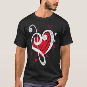 Bass Clef Kärlek Contrabass Jazz Music Upright Bas T Shirt