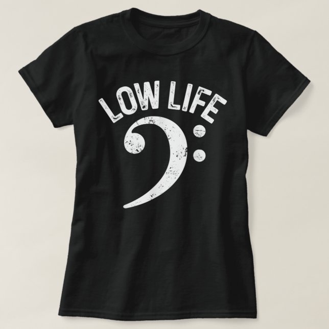 Bass Clef Low Life Music Marching Band Low Brass B T Shirt (Design framsida)