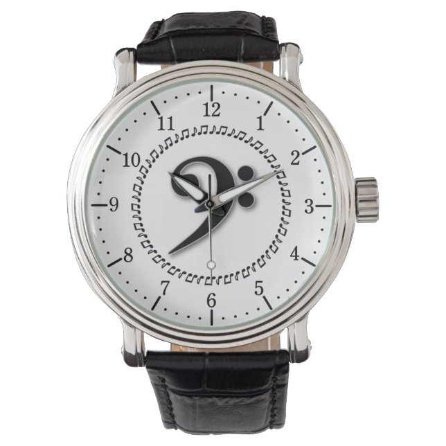 Bass Clef Music Note Design Armbandsur (Framsida)