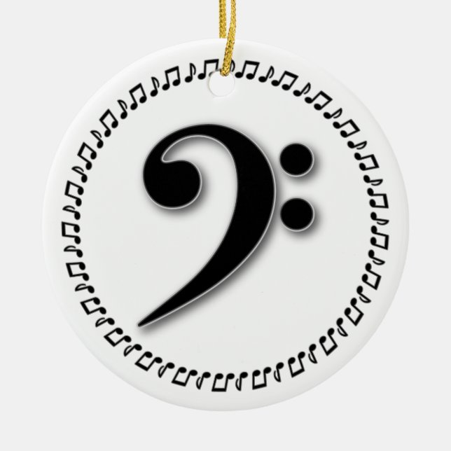 Bass Clef Music Note Design Julgransprydnad Keramik (Framsidan)