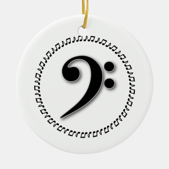 Bass Clef Music Note Design Julgransprydnad Keramik (Framsidan)
