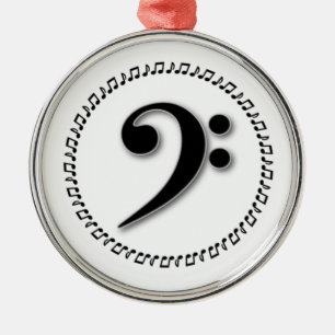 Bass Clef Music Note Design Julgransprydnad Metall