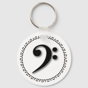 Bass Clef Music Note Design Nyckelring