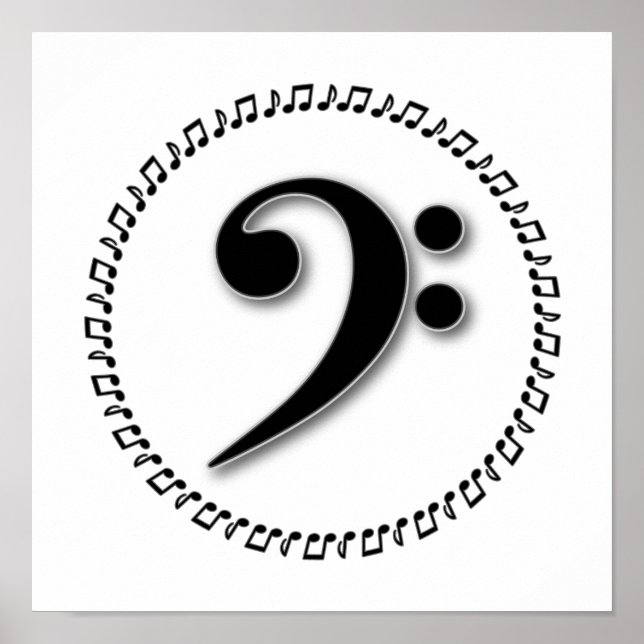 Bass Clef Music Note Design Poster (Framsidan)