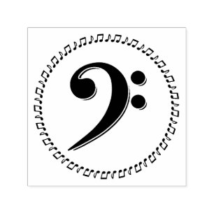 Bass Clef Music Note Design Självfärgande Stämpel
