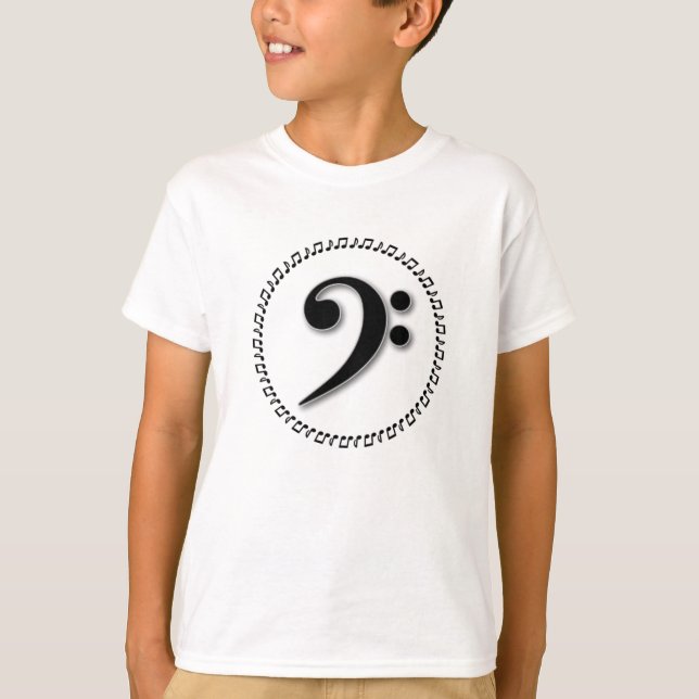 Bass Clef Music Note Design T-shirt (Framsida)