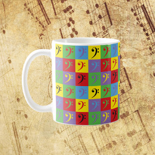 Bass Clef Music Pop Art Rainbow Mönster Kaffemugg