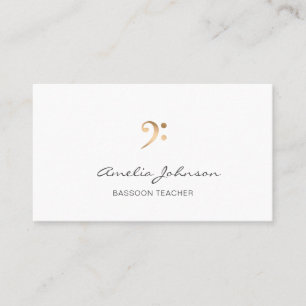 Bass Clef Music Teacher Guld Professionell White Visitkort