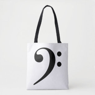 Bass Clef Musical Tote Bag Tygkasse