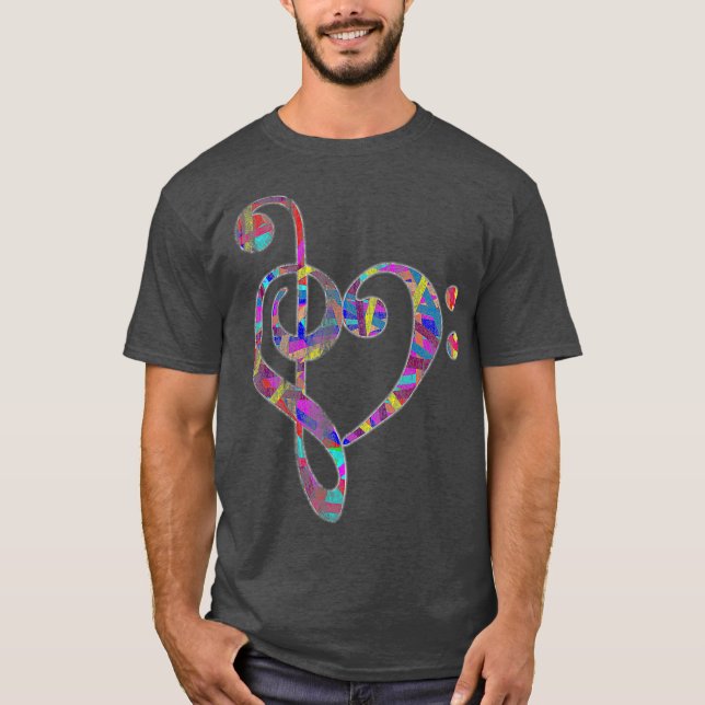 Bass Clef Musician Valentines day Gifts Treble T Shirt (Framsida)