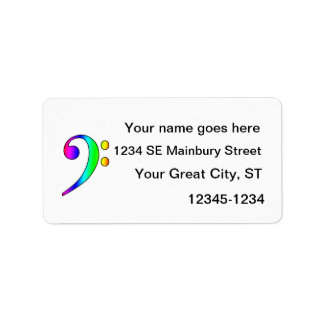 Bass Clef-övertoningskontur för regnbåge Adressetikett