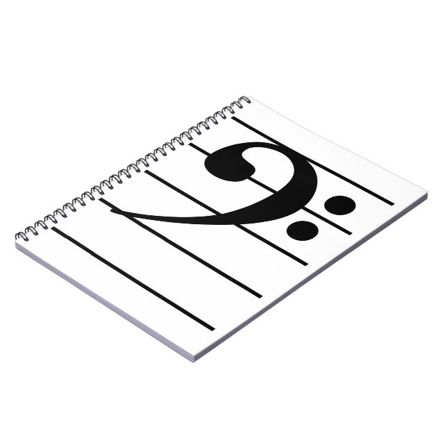 Bass Clef på personalen Anteckningsbok Med Spiral (Vänstra Sidan)