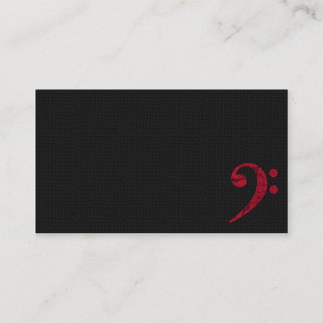 Bass Clef-symbol. Red Musician Affärskort Visitkort (Framsida)