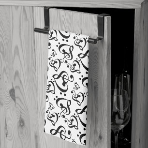 Bass Clef Treble Clef Hearts Music Mönster Towel Kökshandduk