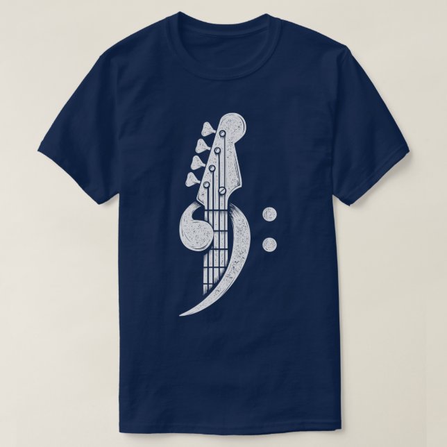 Bass Cleff Headstock Bassistance Bass Guitar Music T Shirt (Design framsida)