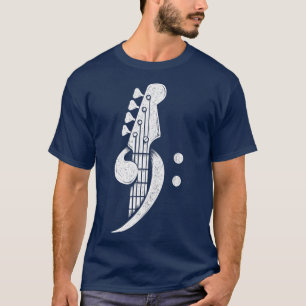 Bass Cleff Headstock Bassistance Bass Guitar Music T Shirt