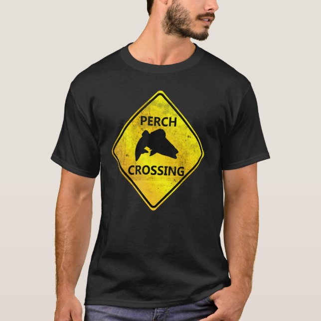 Bass Crossing Warning Sign Spin Fishing Jig Fishin T Shirt (Framsida)