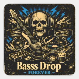 Bass Drop – Lågfrekvent Musik Kraft Fyrkantigt Klistermärke