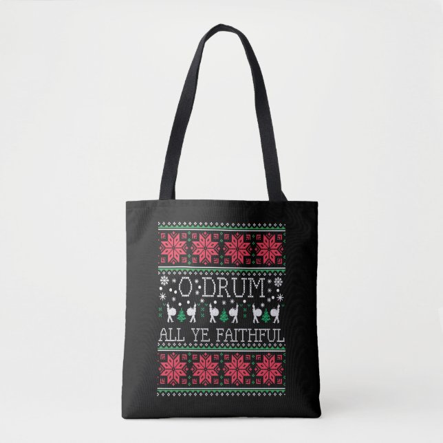 Bass Drum Drummer jul: Ugly Sweater Gift Tygkasse (Framsida)