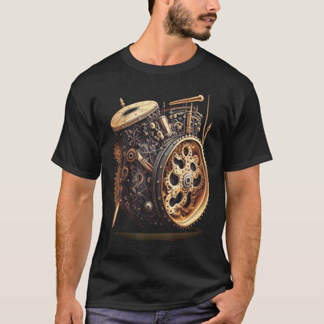Bass drum  music instrument Graphic steampunk T Shirt (Framsida)
