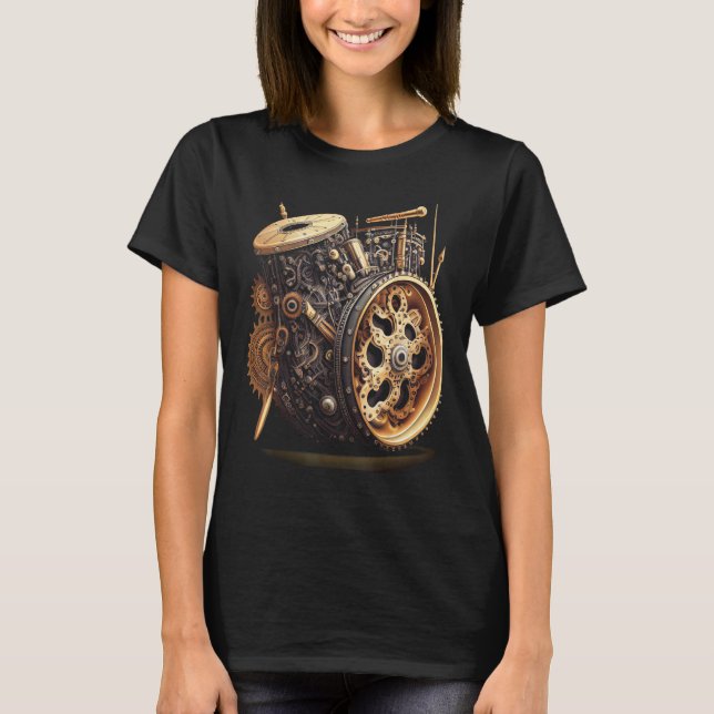 Bass drum  music instrument Graphic steampunk T Shirt (Framsida)