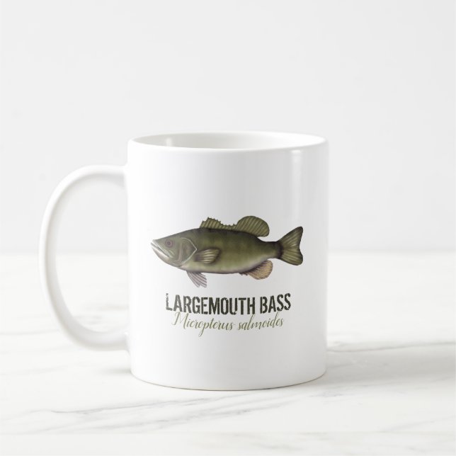 Bass Fish Fisherman Modern Angler Kaffemugg (Vänster)