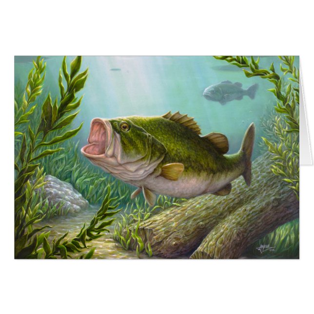 Bass Fish Hälsningskort (Framsidan Horizontal)