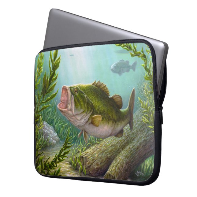 Bass Fish Laptop Sleeve (Framsidan Vänster)