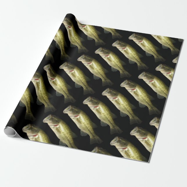 Bass Fish Manar Black Birthday Wrapping Papprare Presentpapper (Utrullad)