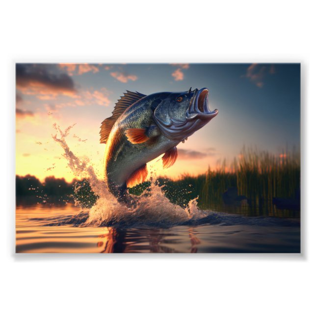 Bass Fish, Outdoor Art, Fishing Art, Kärlek Fishin Fototryck (Framsidan)