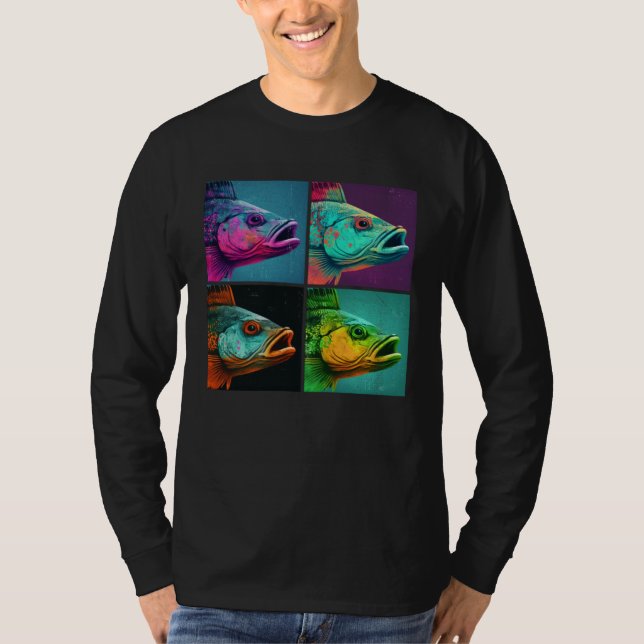 Bass Fish Pop Illustration Colorful Animal Women T Shirt (Framsida)