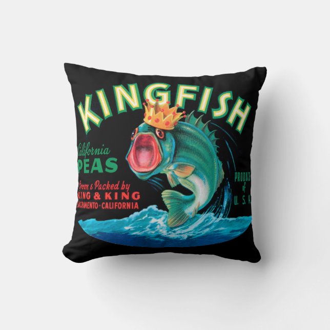 Bass Fish Wed a Krona på en svart bakgrund Kudde (Framsida)