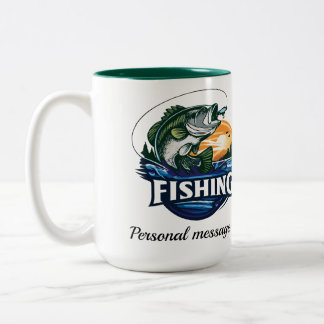 Bass Fisherman And Largemouth Bass logotyp stil Två-Tonad Mugg