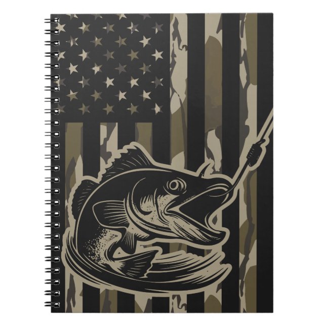 Bass Fisherman Camo Flagga Bottomland Camo Anteckningsbok (Framsidan)