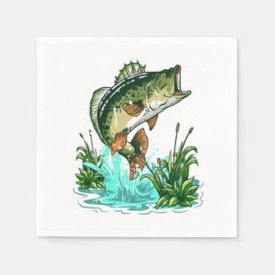 Bass Fisherman Large Mouth Bass Fishing Pappersservett