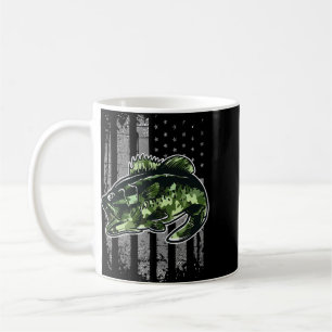 Bass Fishing American Camo USA flagga Bass Fisherm Kaffemugg