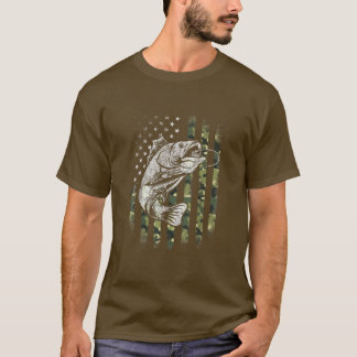 Bass Fishing American Camo USA flagga Funny Fishin T Shirt