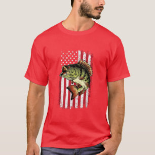 Bass Fishing American Flagga 4:e juli för fiskare T Shirt