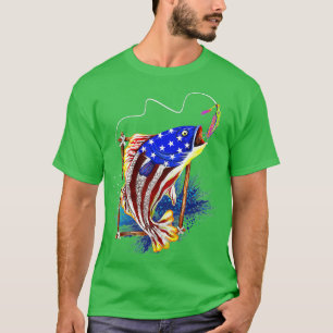 Bass Fishing American Flagga Fish Funny Fars dag T Shirt