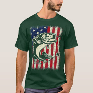 Bass Fishing American Flagga Pappa Far 4:e av T Shirt