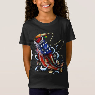 Bass Fishing American Flagga Pappa Far Fjärde T Shirt